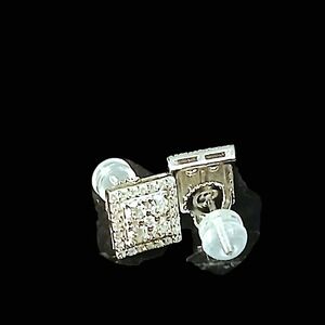 .68 TCW Certified VVSI Moissanite Platinum/925 Square Silver Stud Screw Earrings